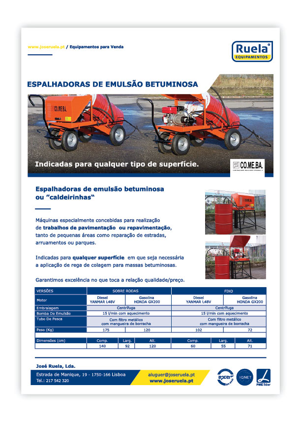 Venda de Máquinas de Emulsão Betuminosa – Ruela Equipamentos