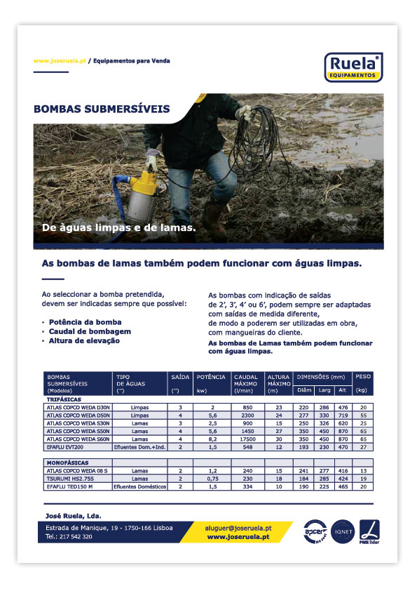 Venda de bombas submersiveis – Ruela Equipamentos