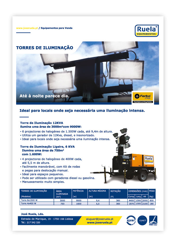Venda de Torres de Iluminação – Ruela Equipamentos