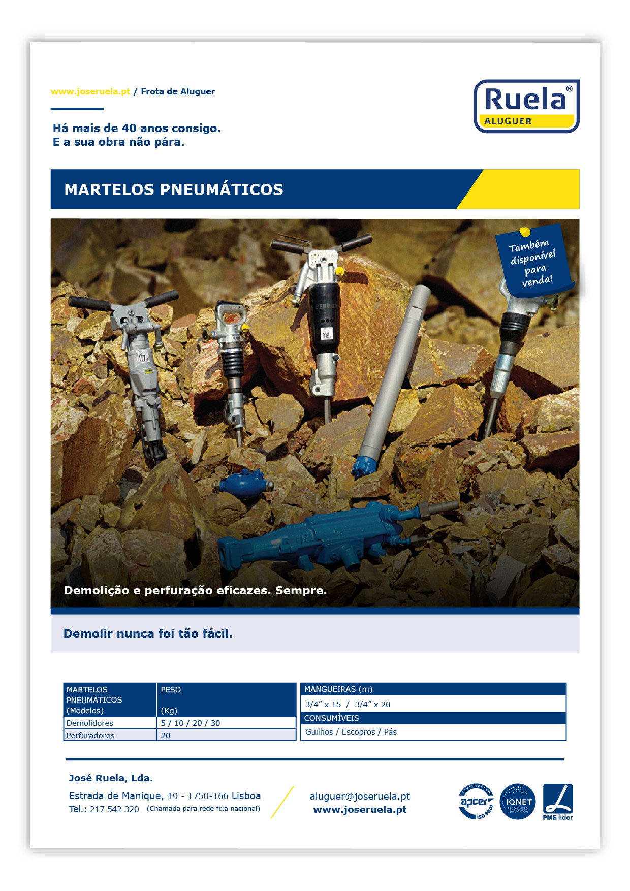 Aluguer de Martelos Pneumaticos – Ruela Aluguer