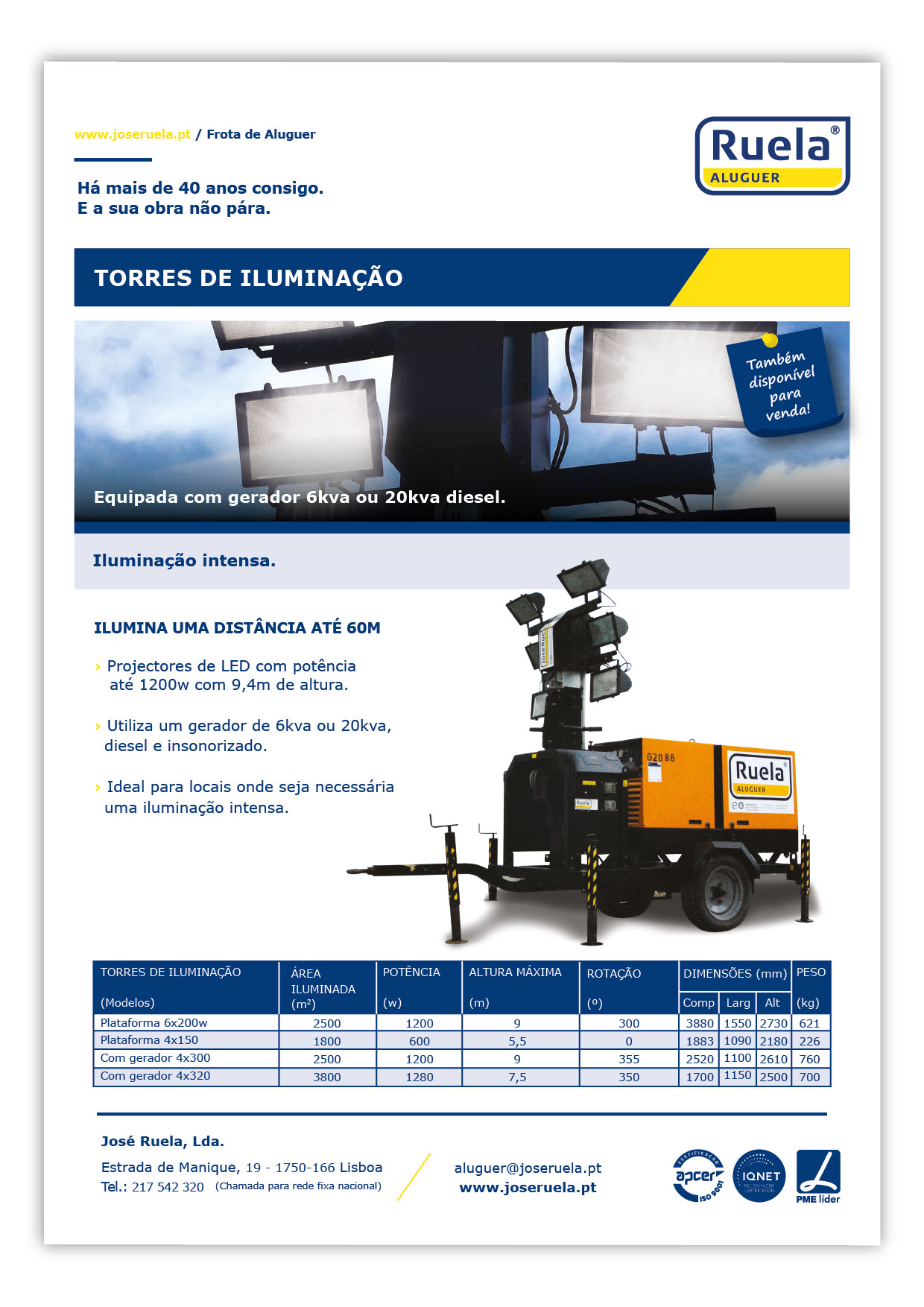 Aluguer de Torres de Iluminação  – Ruela Aluguer