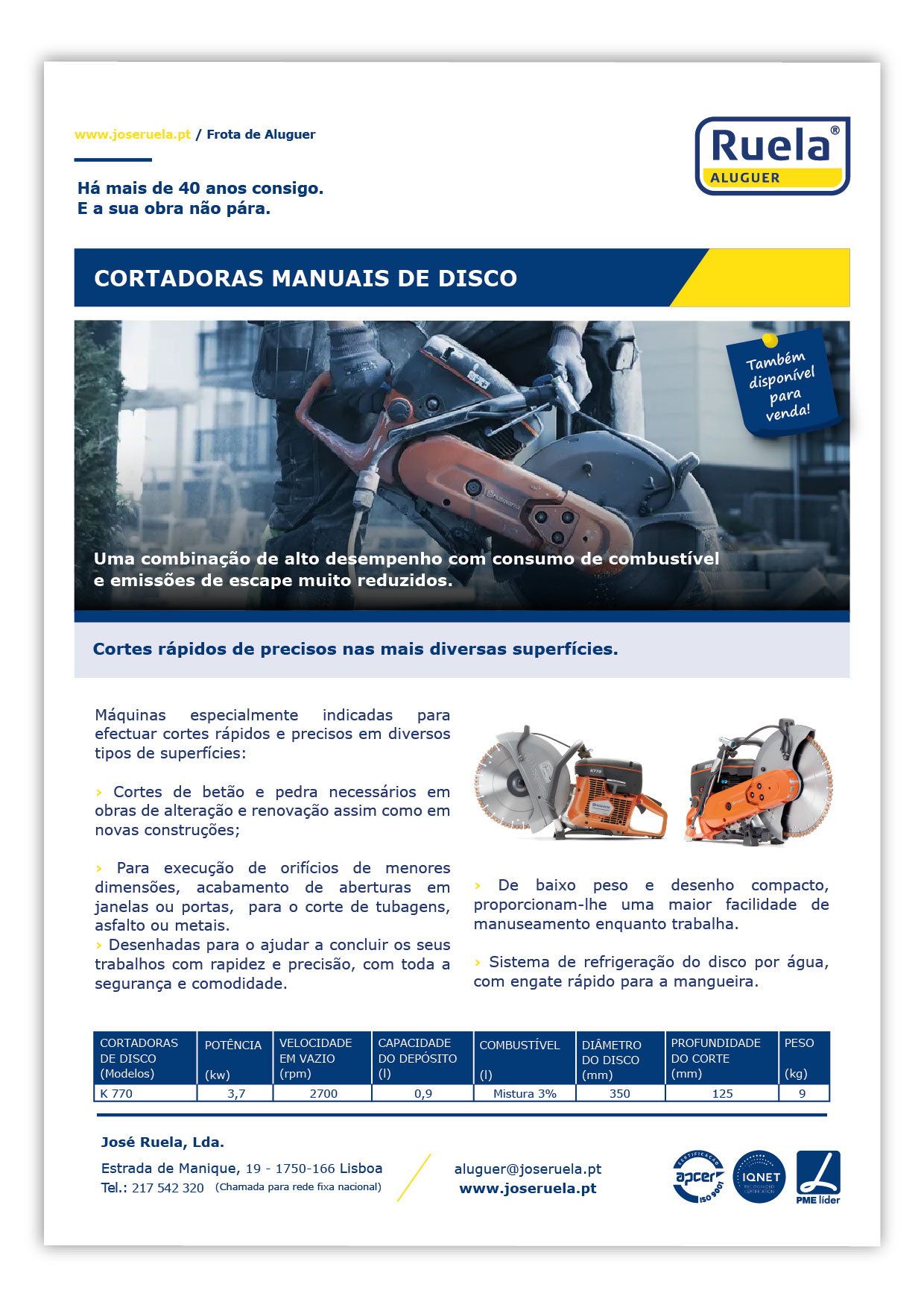 Aluguer de Cortadoras Manuais de Disco – Ruela Aluguer