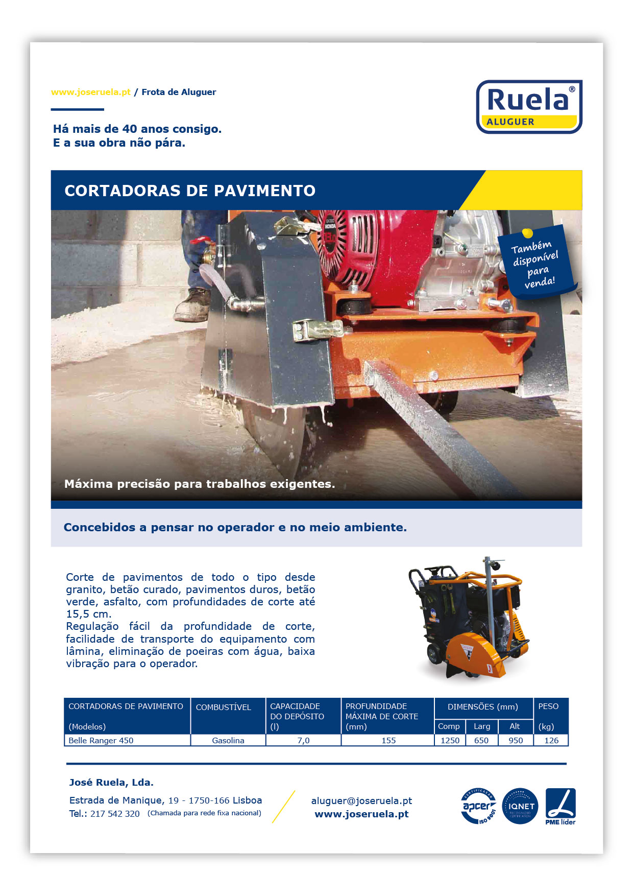 Aluguer de Cortadoras de Pavimento – Ruela Aluguer