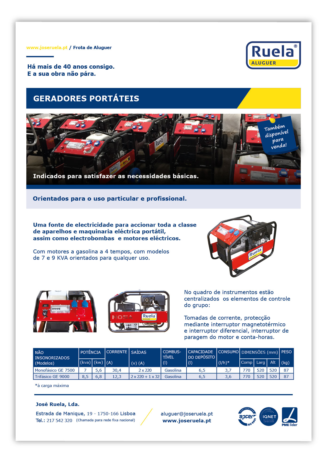 Aluguer de Geradores Portáteis – Ruela Aluguer