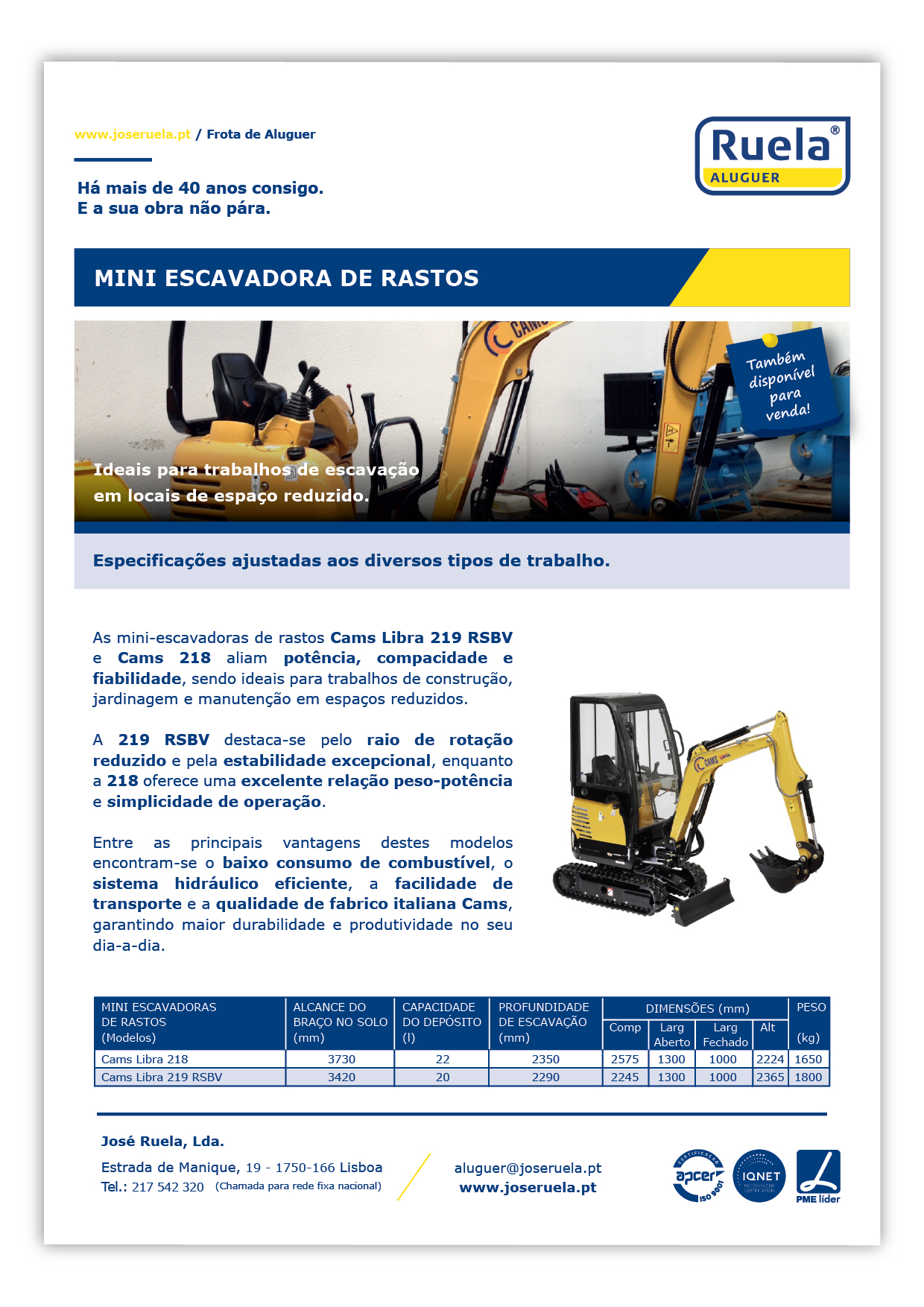 Aluguer de Mini Escavadoras – Ruela Aluguer