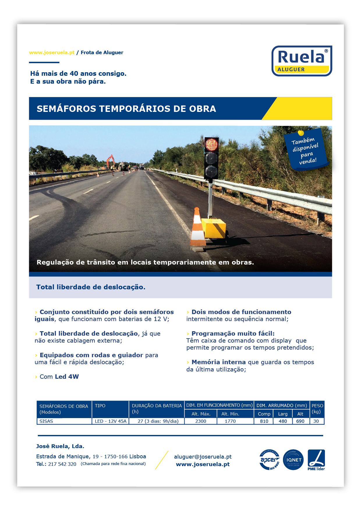 Aluguer de Semáforos de Obra – Ruela Aluguer