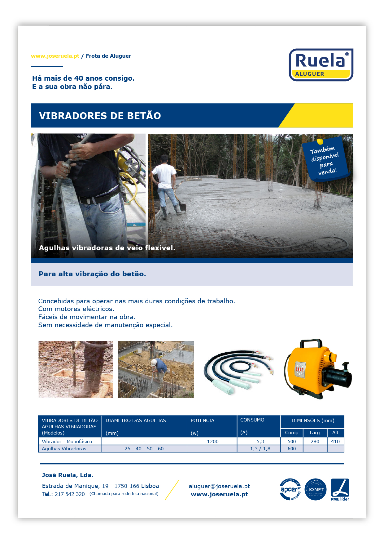 Aluguer de Vibradores de Betão – Ruela Aluguer