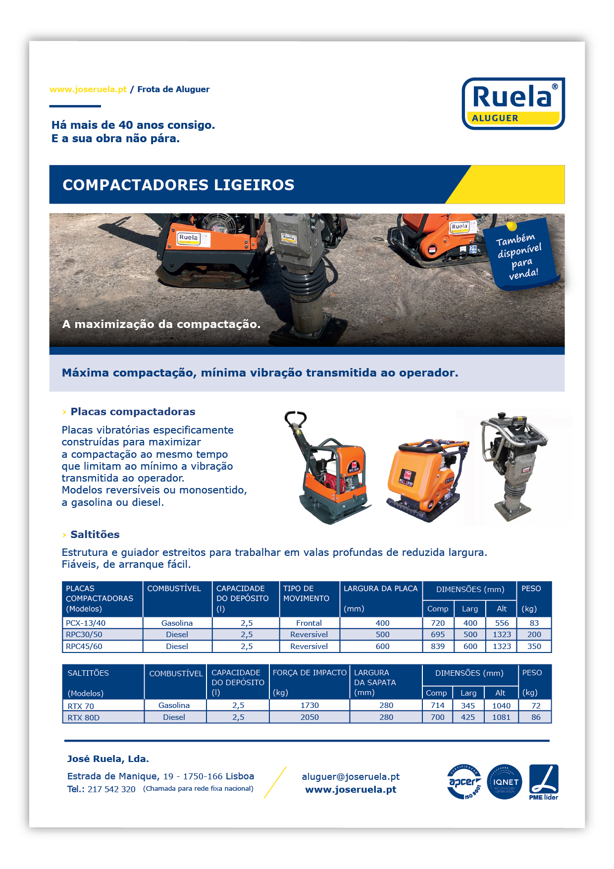 Aluguer de Compactadores Ligeiros – Ruela Aluguer