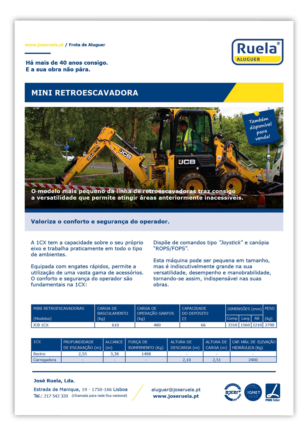 Aluguer de Mini Retroescavadoras – Ruela Aluguer