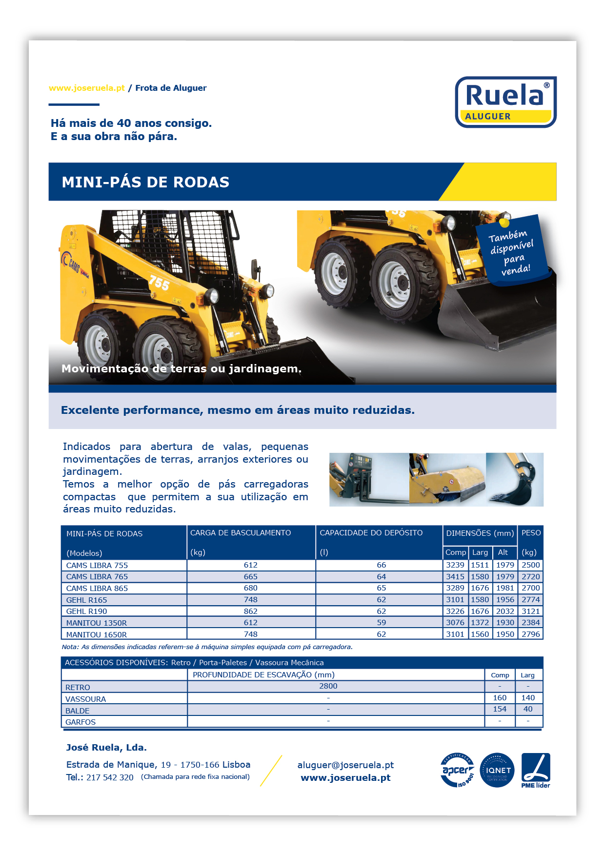 Aluguer de Mini Carregadoras ou Mini Pás de Rodas- Ruela Aluguer