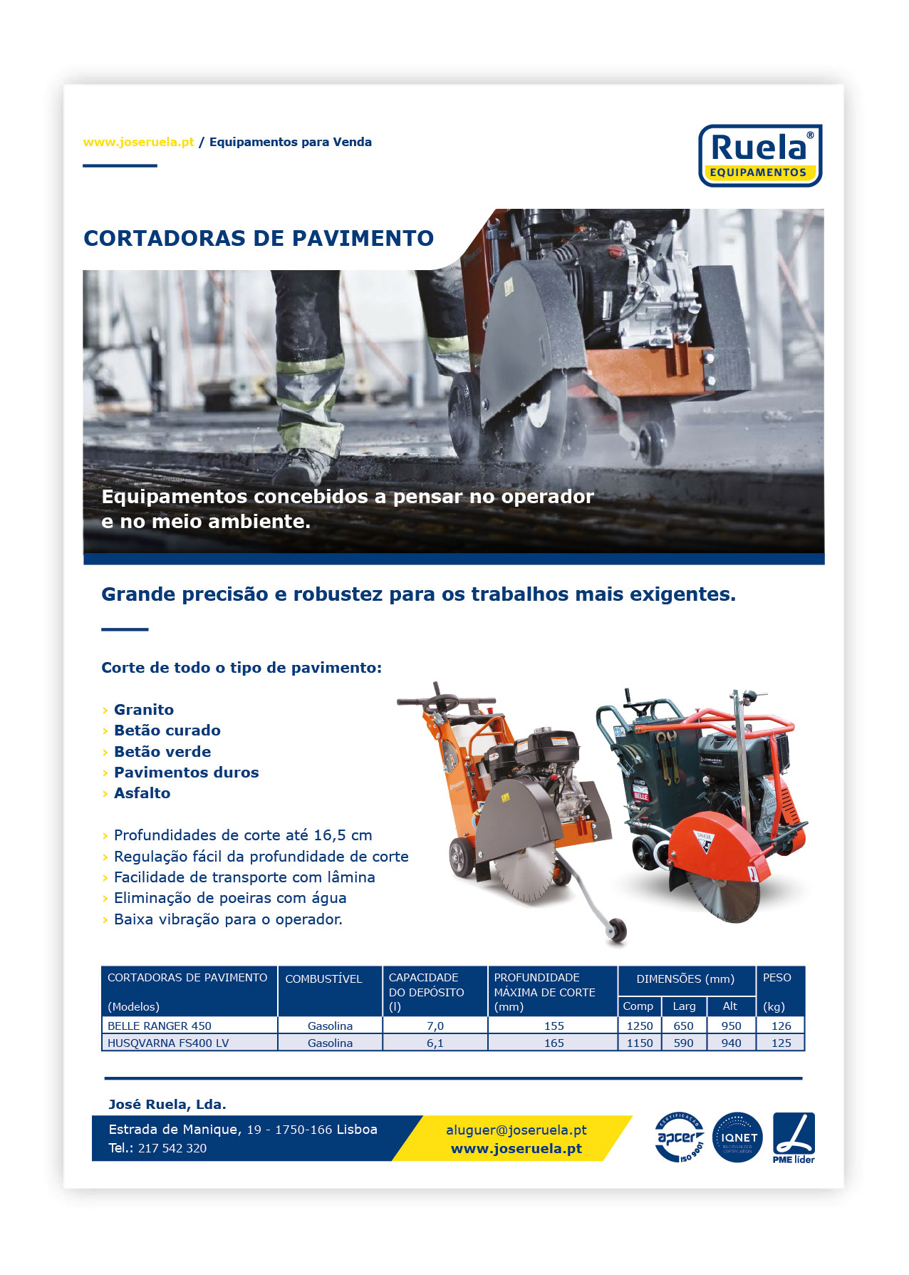 Venda de Cortadoras de Pavimento – Ruela Equipamentos