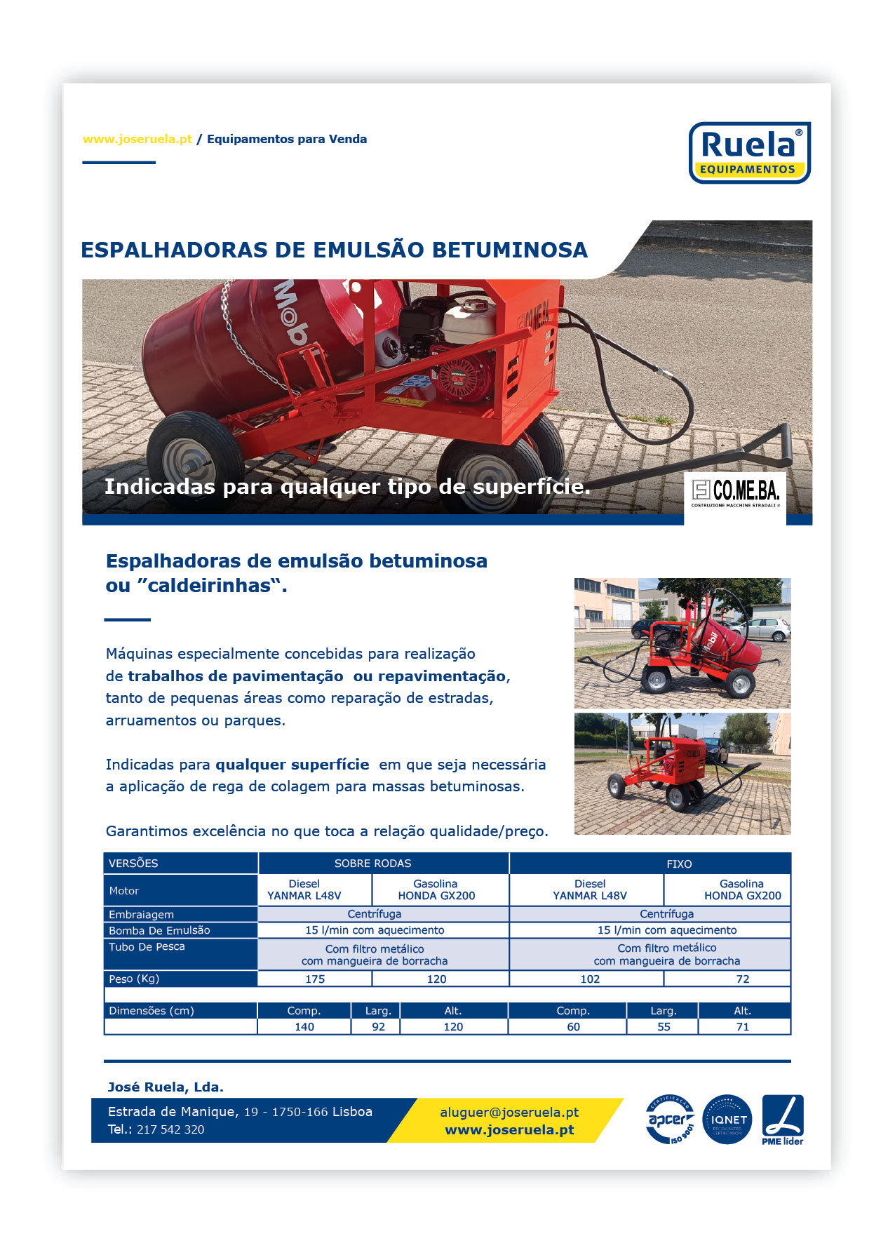 Venda de Espalhadoras de Emulsão Betuminosa – Ruela Equipamentos