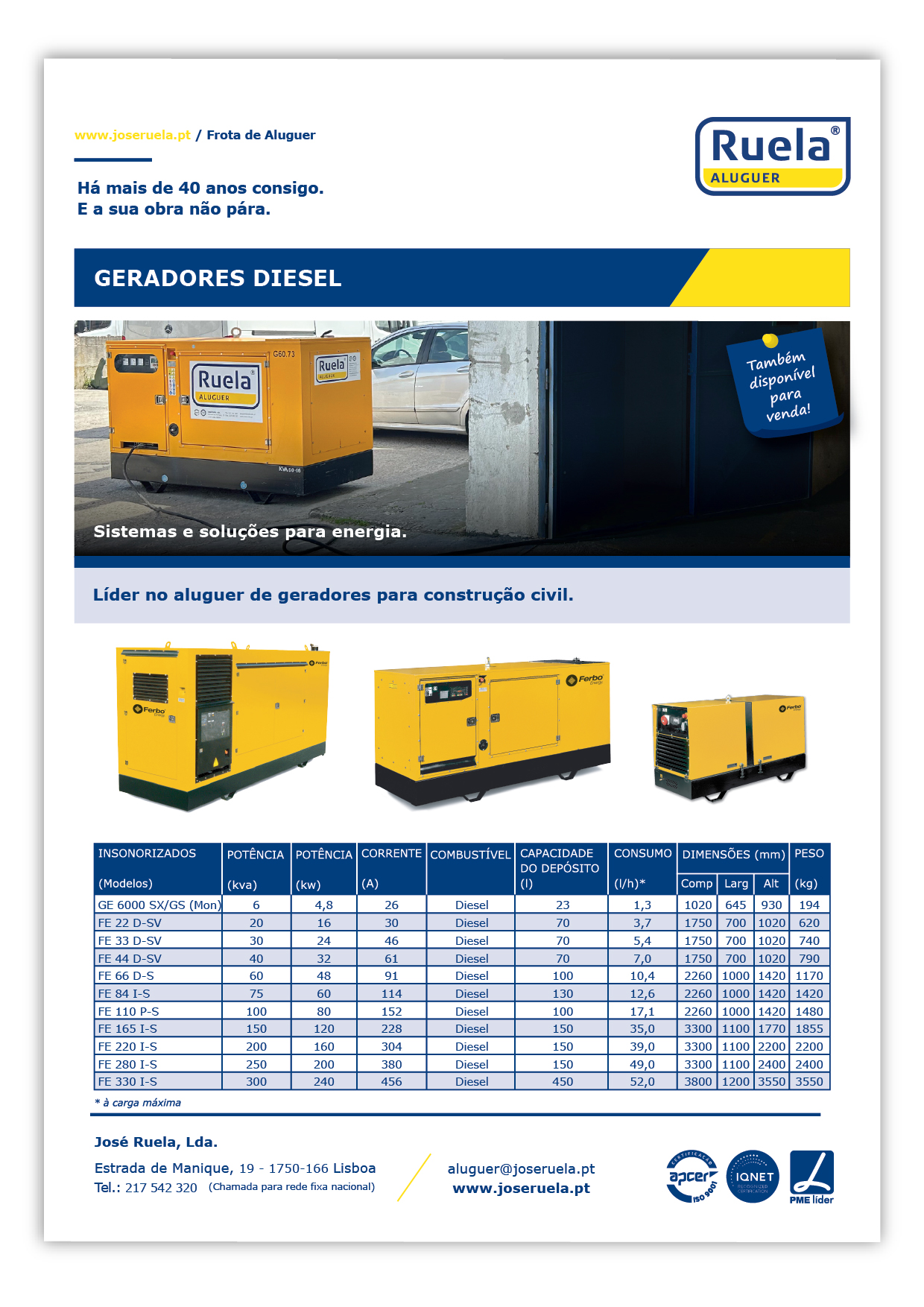 Aluguer de Geradores Diesel – Ruela Aluguer