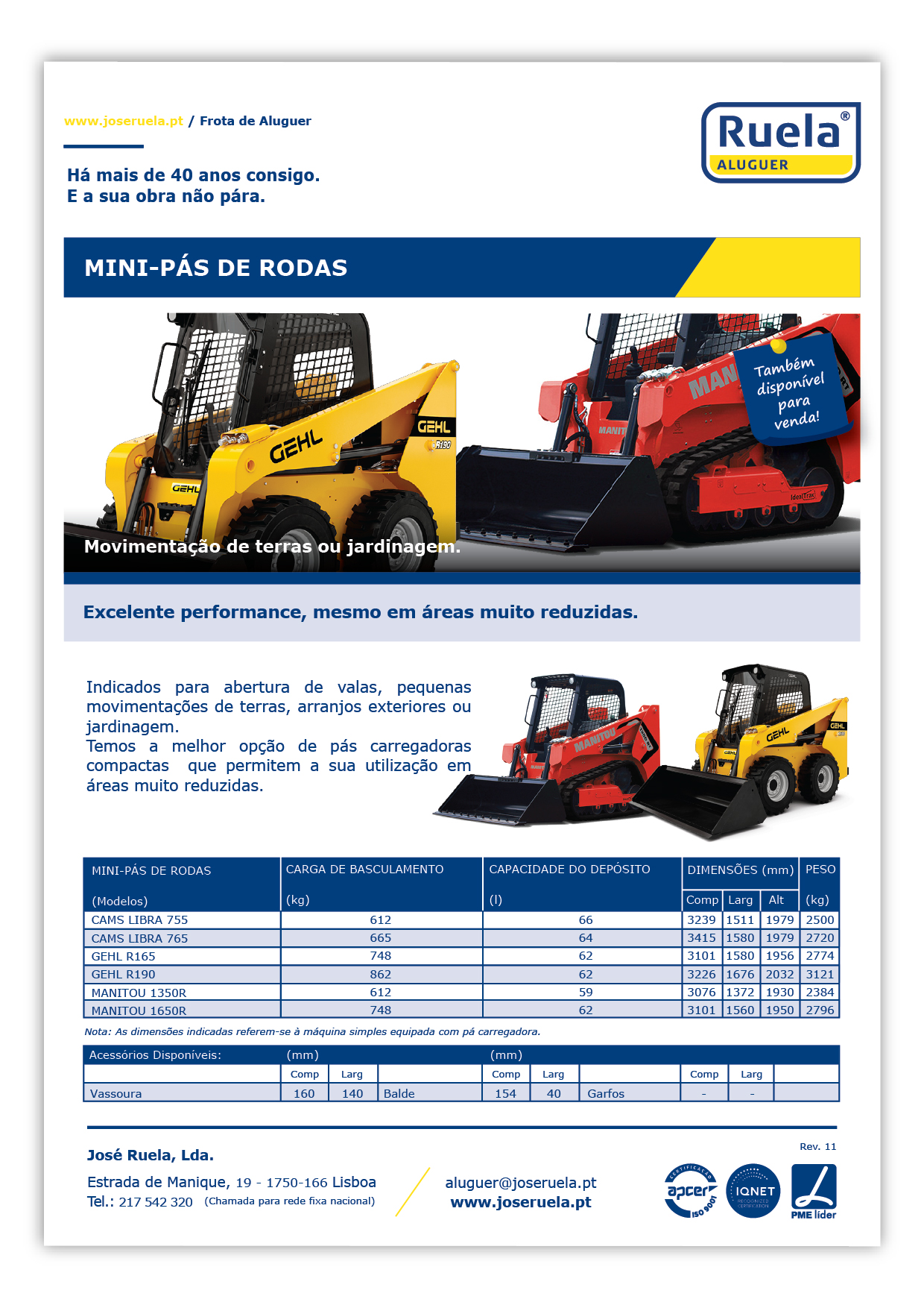 Aluguer de Mini Carregadoras ou Mini Pás de Rodas- Ruela Aluguer