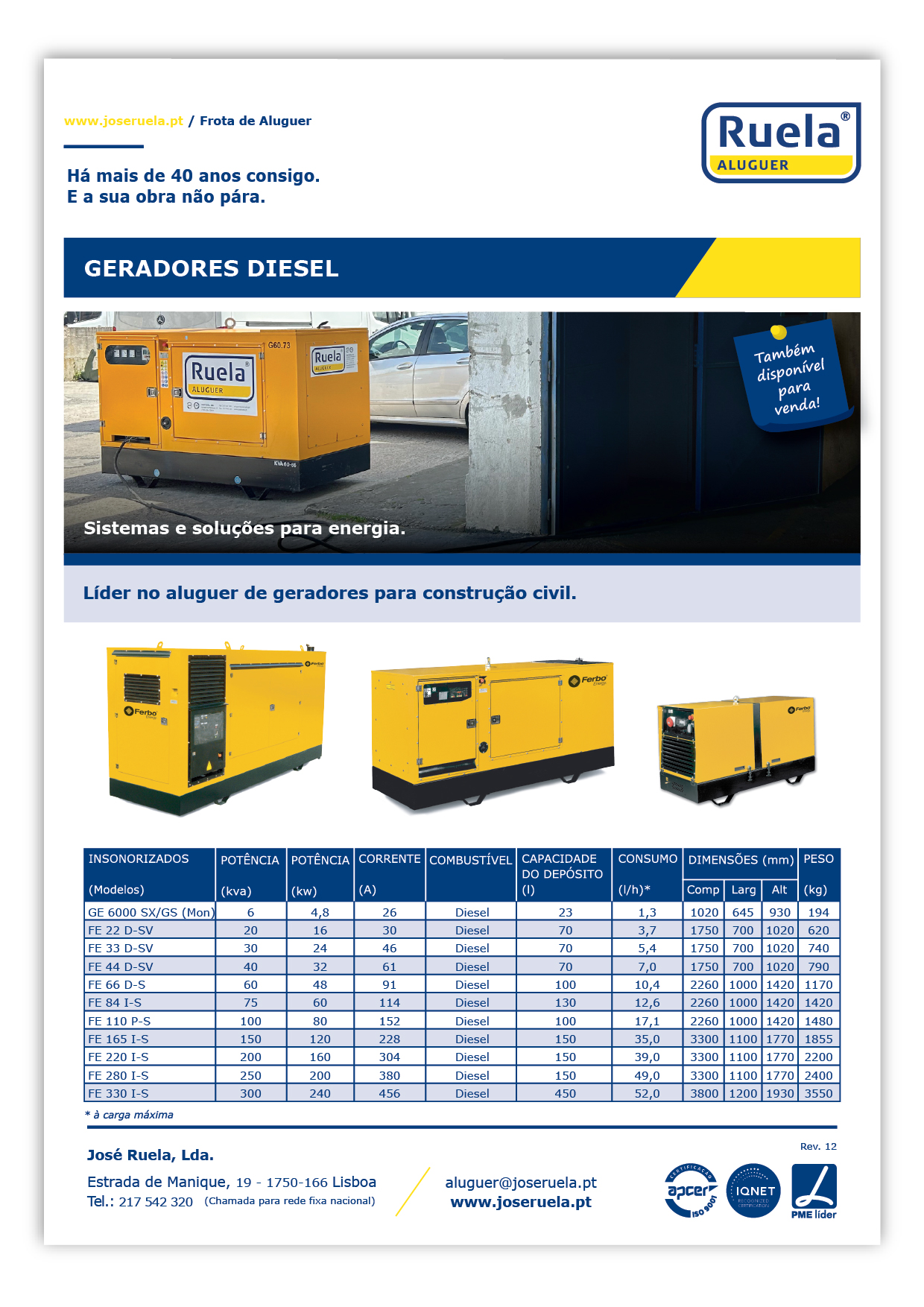 Aluguer de Geradores Diesel – Ruela Aluguer