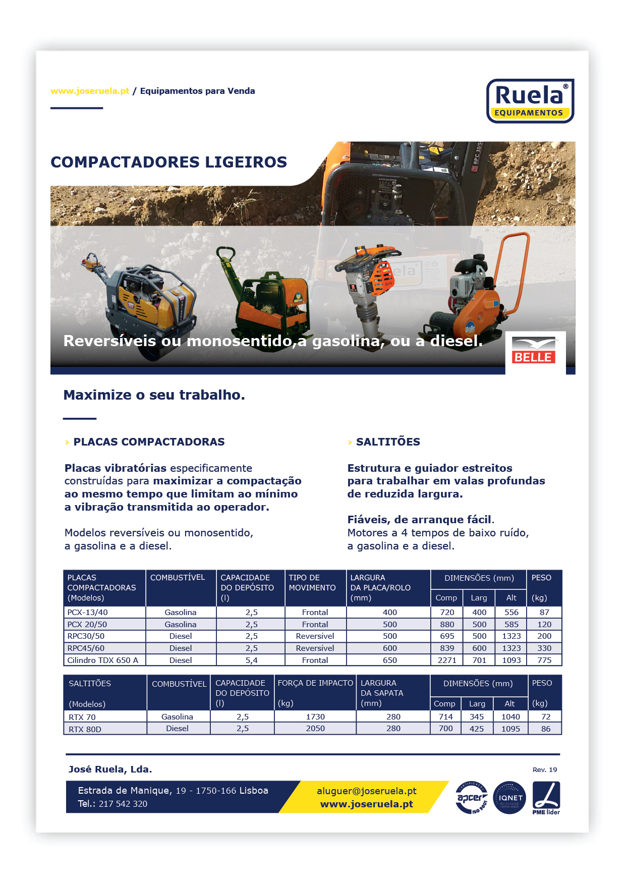 Venda de Compactadores Ligeiros e Saltitões – Ruela Equipamentos