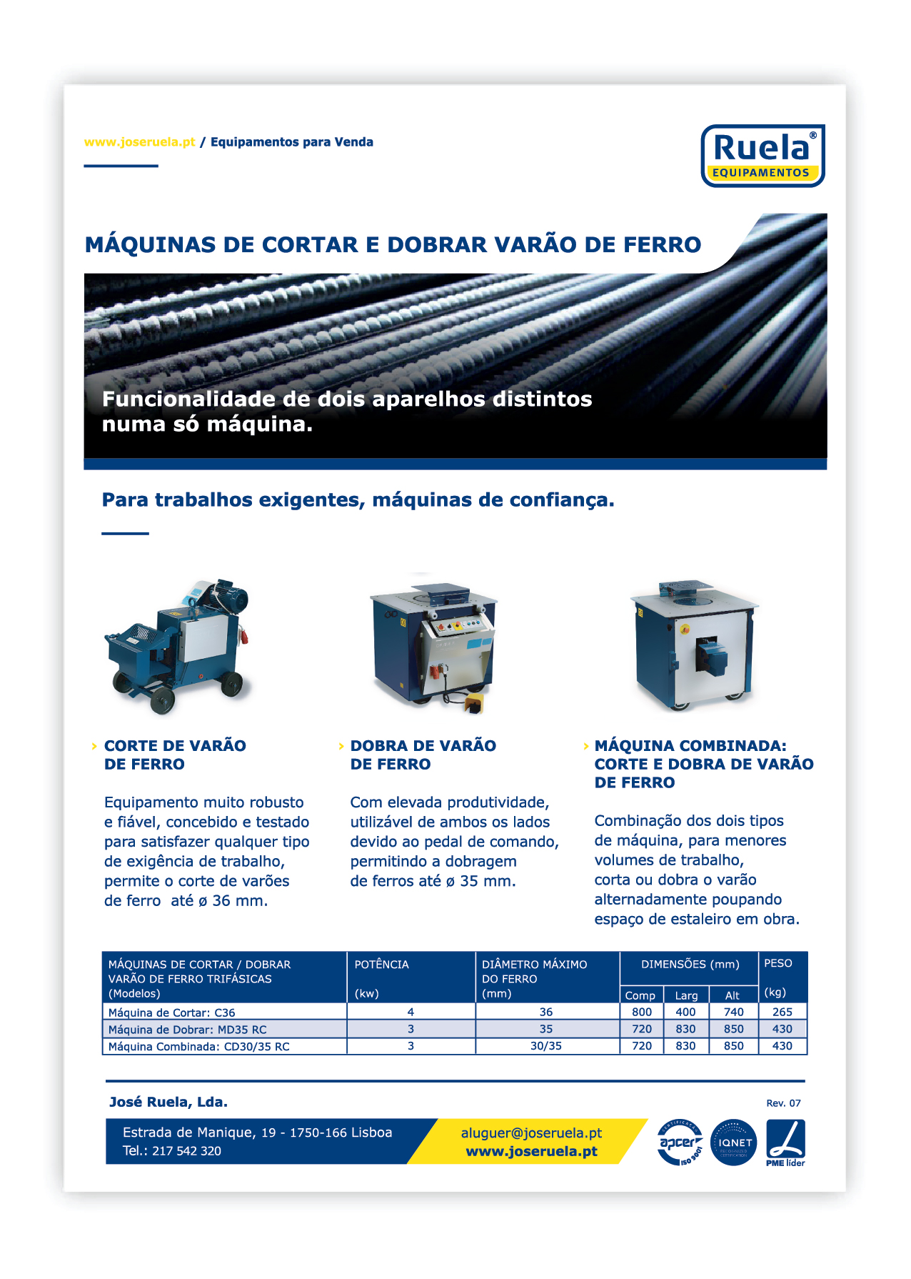 Venda de Máquinas de Cortar e Dobrar Varão de Ferro- Ruela Equipamentos