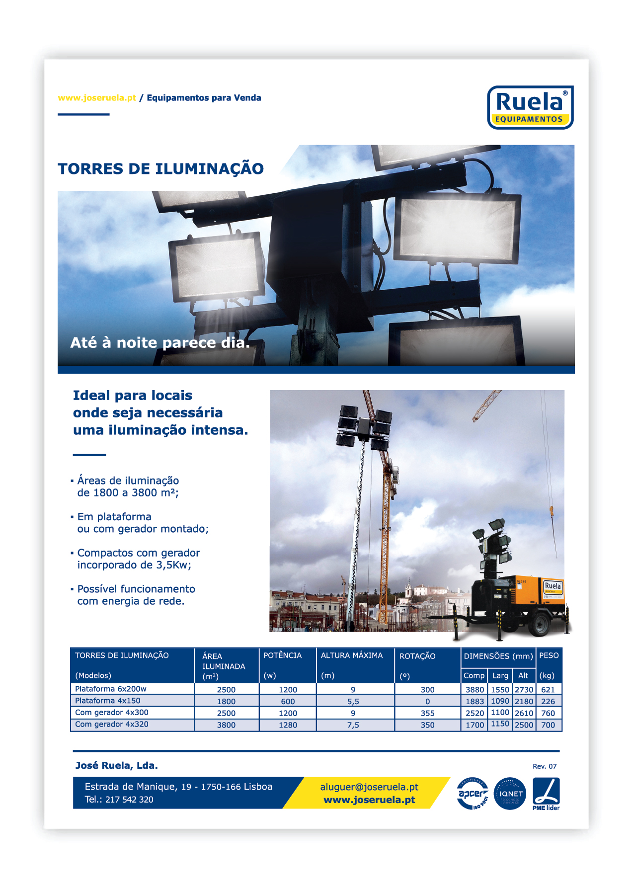 Venda de Torres de Iluminação – Ruela Equipamentos