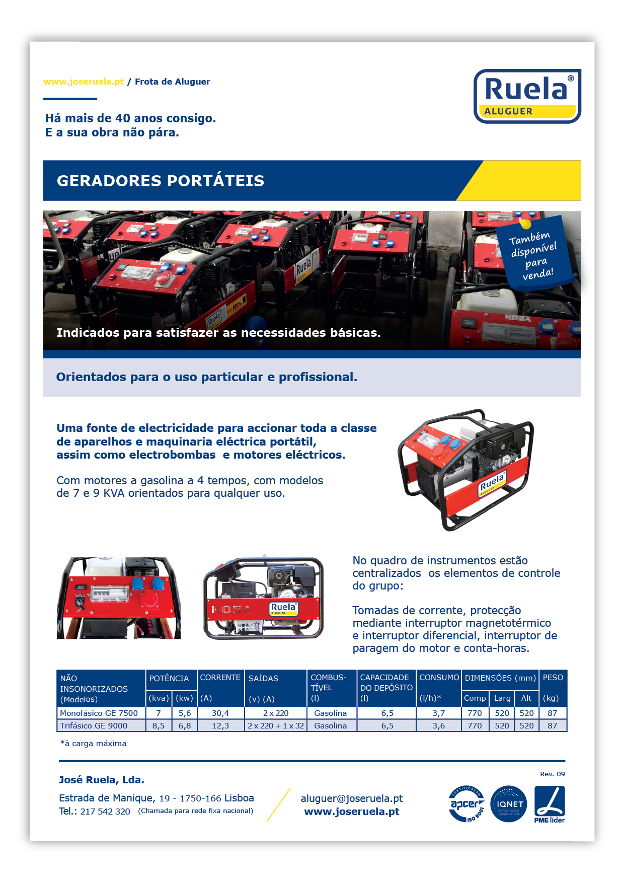 Aluguer de Geradores Portáteis – Ruela Aluguer