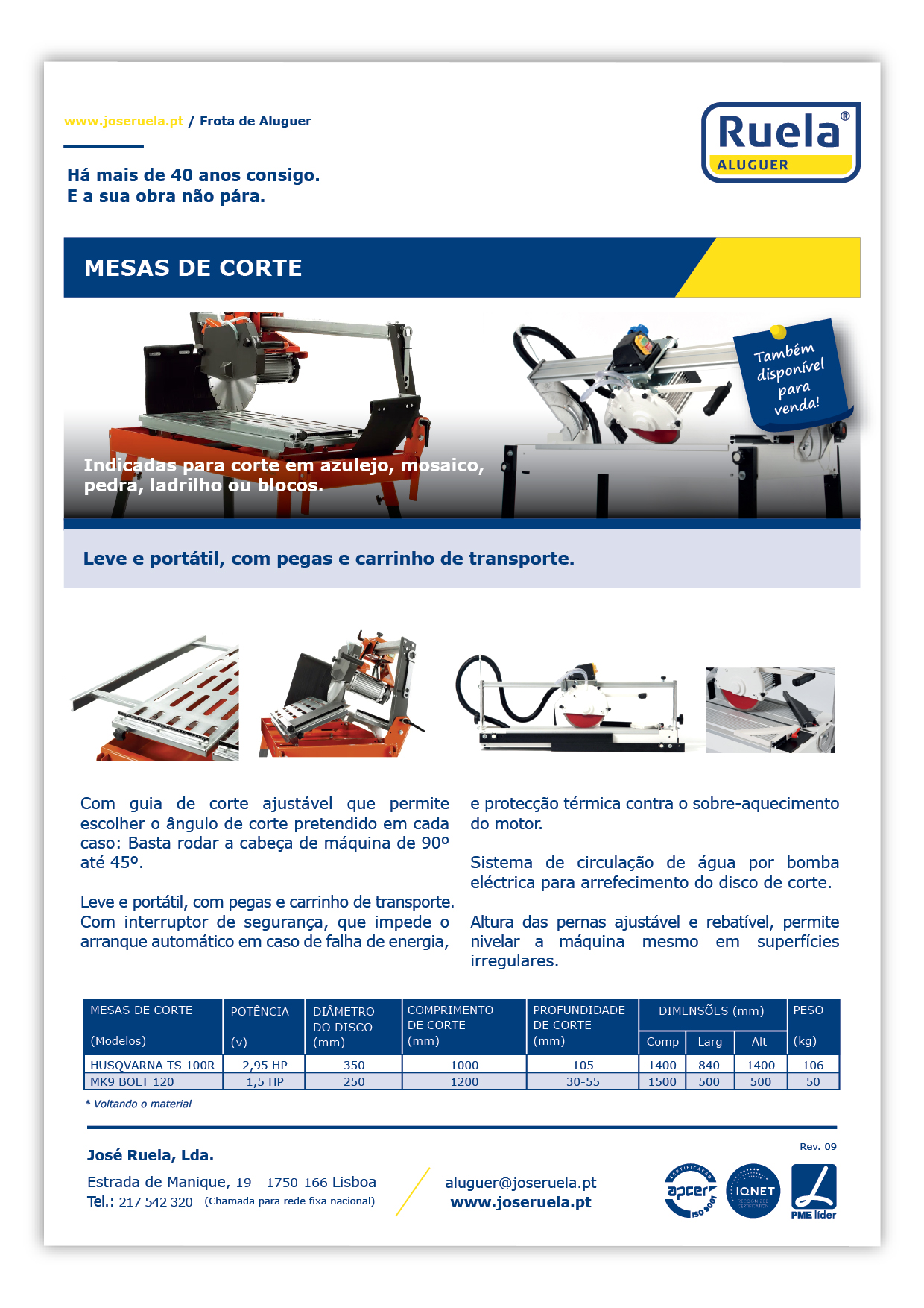 Aluguer de Mesas de Corte – Ruela Aluguer