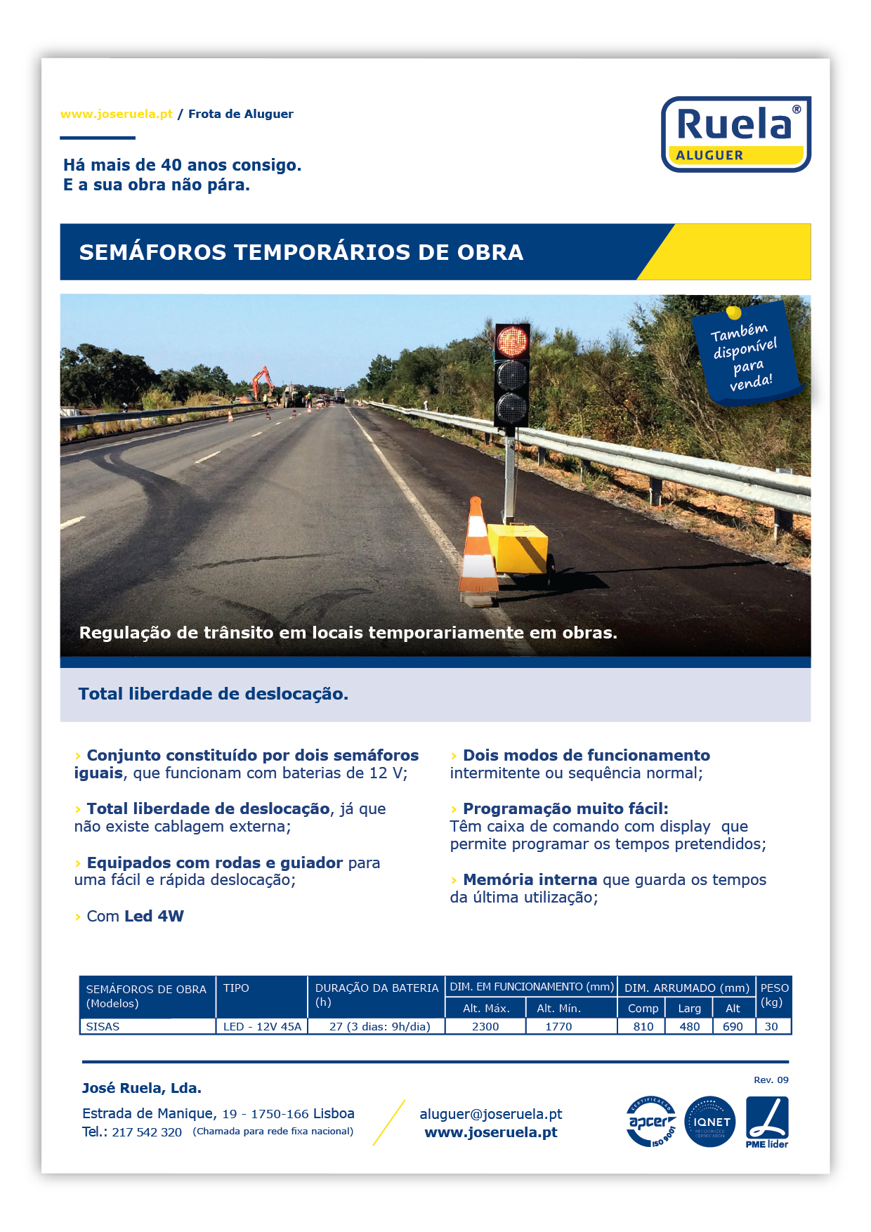 Aluguer de Semáforos de Obra – Ruela Aluguer
