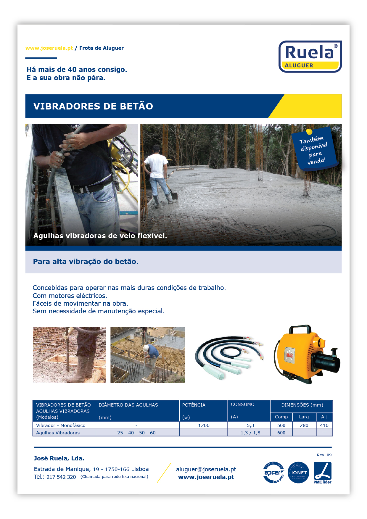 Aluguer de Vibradores de Betão – Ruela Aluguer